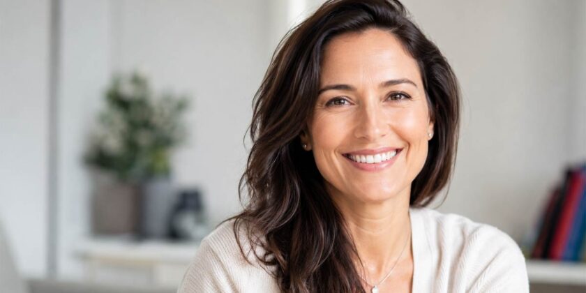 donna viso idratato